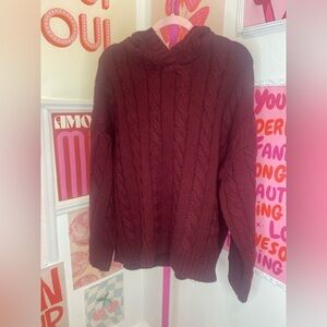 NWT WEWOREWHAT Cherry Lacquer Cable Knit Sweater and joggers set